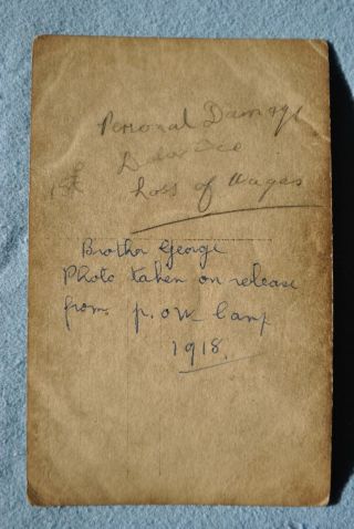 RPPC & Orig.  POW Card for ID ' d British Soldier,  Photo Taken on Release in 1918 5