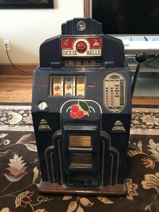 Antique Jennings Dixie Belle Chief Slot Machine 25 Cent Beautifully Restored