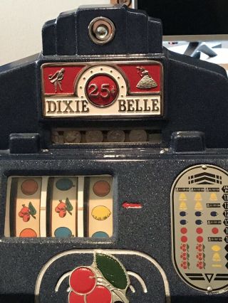 Antique Jennings Dixie Belle Chief Slot Machine 25 Cent Beautifully Restored 2