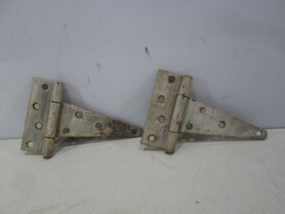 2 Vintage 4 " X 6 1/2 " White Painted Iron Gate Hinges 1