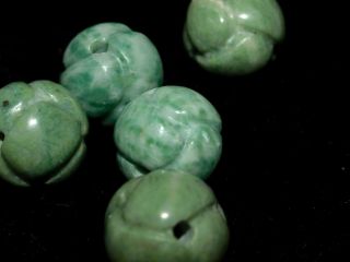 Vintage Carved Chinese Bead Green Dushan Jade Endless Knot 16mm Round RARE 3