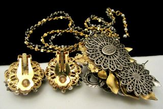 Rare Vintage Signed Miriam Haskell Metropolitan Museum Necklace & Earring Set 3