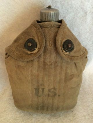 Vintage World War I - Ww1 1918 Us Agm Co Canteen In Long 1917 Case