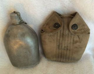 Vintage World War I - WW1 1918 US AGM Co Canteen in Long 1917 Case 7