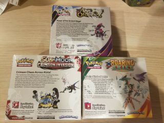 3x Pokemon Booster Boxes - Crimson Invasion,  Roaring Skies and Ancient Origins 2