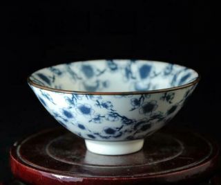 Old Chinese Hand - Made Blue And White Porcelain Hand Painted Plum Blossom Cup A02