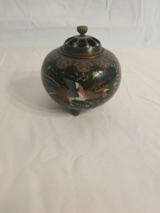 Antique Japanese Trinket Storage Jar Pot Hand Painted