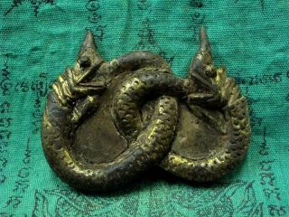 Thai Amulet Ouroboros 2 Naga Snake Eat Tail Infinity Love Charm Luck Magic Rare