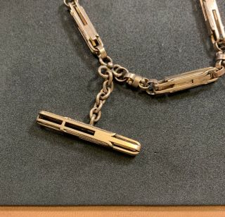 Antique Victorian 14k Gold Albert Watch Chain Bracelet Bar And Link Fob Chain 10