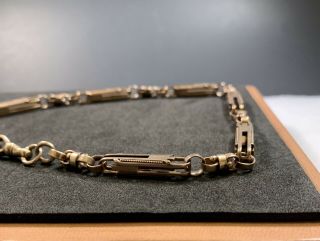 Antique Victorian 14k Gold Albert Watch Chain Bracelet Bar And Link Fob Chain 3