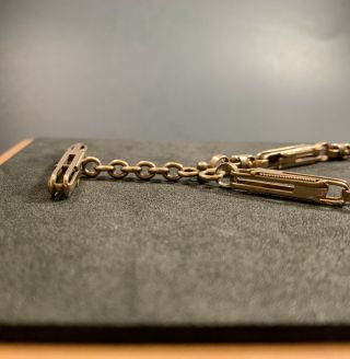Antique Victorian 14k Gold Albert Watch Chain Bracelet Bar And Link Fob Chain 4