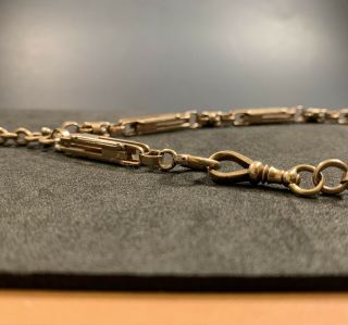 Antique Victorian 14k Gold Albert Watch Chain Bracelet Bar And Link Fob Chain 5