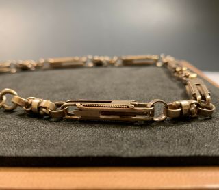 Antique Victorian 14k Gold Albert Watch Chain Bracelet Bar And Link Fob Chain 6
