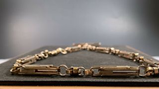 Antique Victorian 14k Gold Albert Watch Chain Bracelet Bar And Link Fob Chain 7