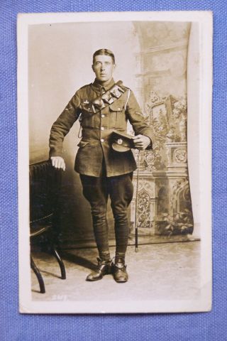 British Wwi Rppc Of Mounted Rifleman Wearing Bandolier