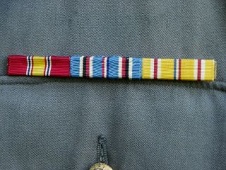WWII US Navy Officer ' s Uniform - Jacket & Pants - Gray - Green - Lt jg - 3 Service Ribbons 3