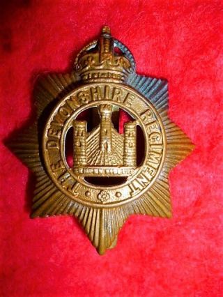 The Devonshire Regiment All - Brass Ww1 Economy Cap Badge,  Kk602