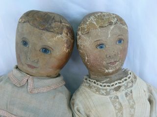RARE antique Emma Adams oil painted COLUMBIAN cloth doll Sister ' s LOOK 9