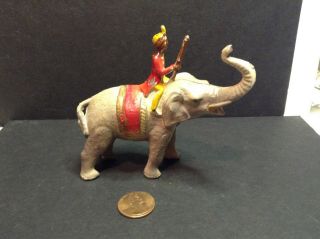France Lead Figure Elephant With Indian Hunter With Gun,  Tiger Hunter?