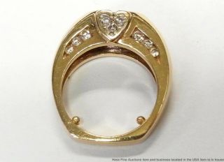 Natural Blue Sapphire 14k Gold Ring Fine Diamond Heart Motif Ladies Vintage 6