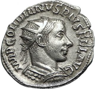 Gordian Iii 243ad Silver Authentic Ancient Roman Coin Sol Sun I67165