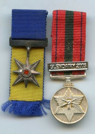 Barbados Miniature Medal Pair For Glendairy Prison Riot 2005 Gsm,  Service Star