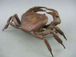 Antique Rare Chinese Old Collectible Copper Hand Carved Big Crab Figure Statue