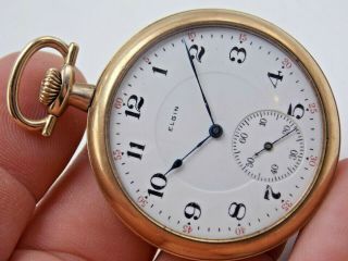 Antique Gents 20 Year Gold Filled Elgin Grade 345 17 Jewel 12 Size Pocket Watch