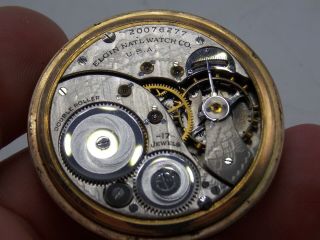 Antique Gents 20 year Gold Filled Elgin Grade 345 17 jewel 12 size pocket watch 6