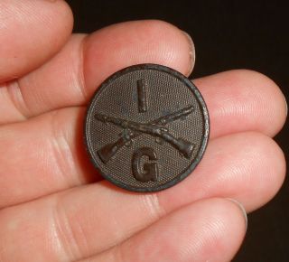 Old Vintage Wwi U.  S.  Army 1st Infantry G Company Screw - Back Collar Disc Pin