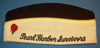 Vintage Wwii Pearl Harbor Survivors Association Cap Hat Us Navy Pin