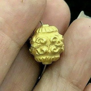 Ancient Pyu Gold Intricate Scorpion Entwined Nut Solid 22k Gold Bead