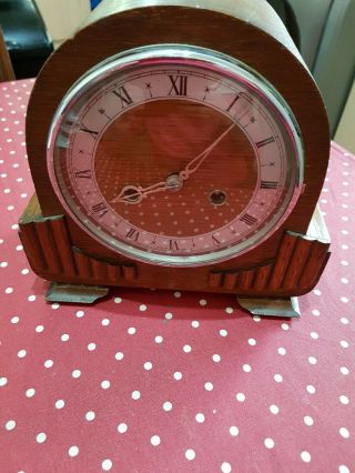 Vintage Smiths Enfield Wooden Mantle Clock Pendulum,  Key,  Spares