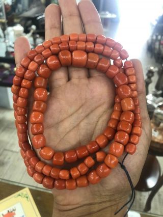 Antique Natural Red Coral Naclace 124g