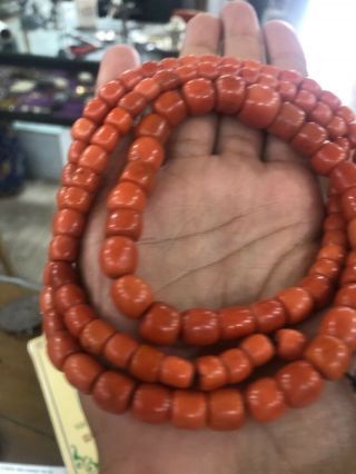 ANTIQUE NATURAL RED CORAL NACLACE 124G 2