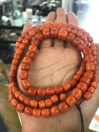 ANTIQUE NATURAL RED CORAL NACLACE 124G 3