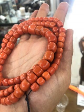 ANTIQUE NATURAL RED CORAL NACLACE 124G 4