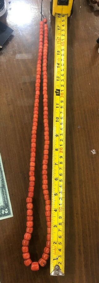 ANTIQUE NATURAL RED CORAL NACLACE 124G 5