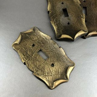 Set Of 3 Vintage Amerock Decorative Metal Light Switch Plate Covers Brass Black