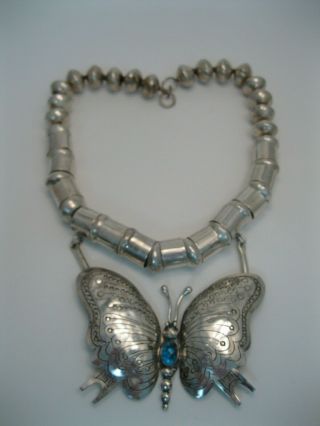 Larry Martinez Taos Southwestern Sterling Silver Butterfly Necklace