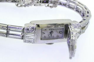 Antique heavy Platinum 14.  80CTW VS1/F diamond flip - top mechanical ladies watch 10
