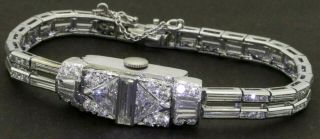 Antique Heavy Platinum 14.  80ctw Vs1/f Diamond Flip - Top Mechanical Ladies Watch