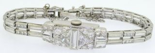 Antique heavy Platinum 14.  80CTW VS1/F diamond flip - top mechanical ladies watch 2