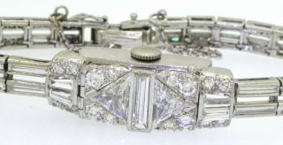 Antique heavy Platinum 14.  80CTW VS1/F diamond flip - top mechanical ladies watch 4