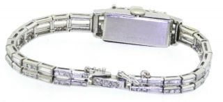 Antique heavy Platinum 14.  80CTW VS1/F diamond flip - top mechanical ladies watch 5