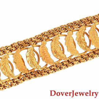 Antique 18k Yellow Gold Leaf Link Bracelet 33.  6 Grams Nr