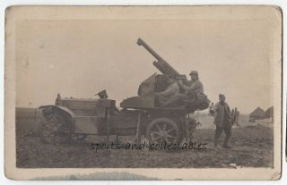 Ww1 - French Anti - Aircraft Gun Mounted On Car - Ww1 Era Photograph