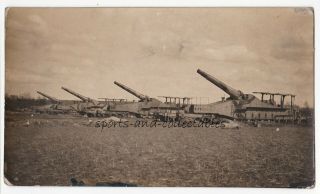 Ww1 - French Railway Gun Battery In Position - Ww1 Era Photograph