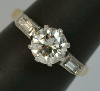 Stunning Art Deco 1.  40ct Diamond 18ct Gold & Platinum Engagement Ring D0375