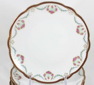 Set 10 Lovely Antique Mz Austria China Side Plates Gilt Red Pink Blue Floral